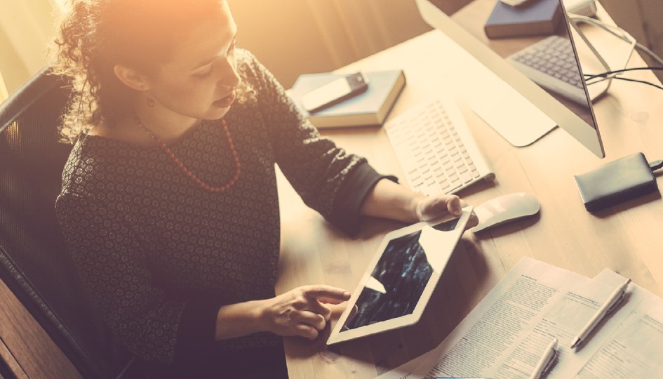 Woman using a tablet device