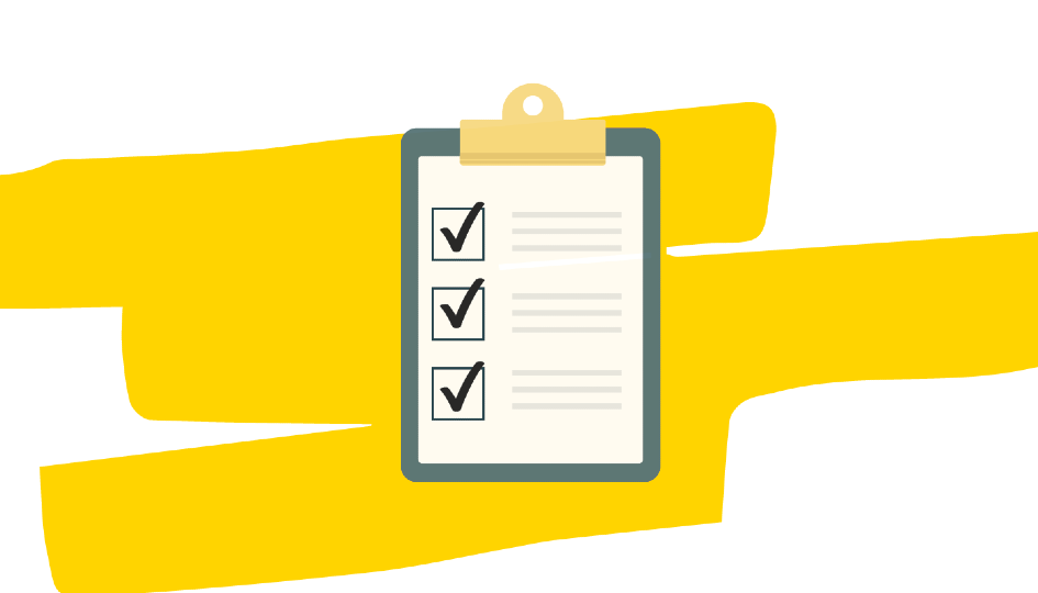 Checklist on a yellow background