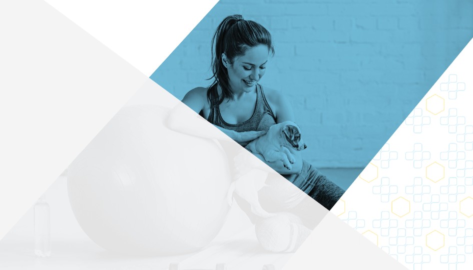 Woman on an exercise ball.