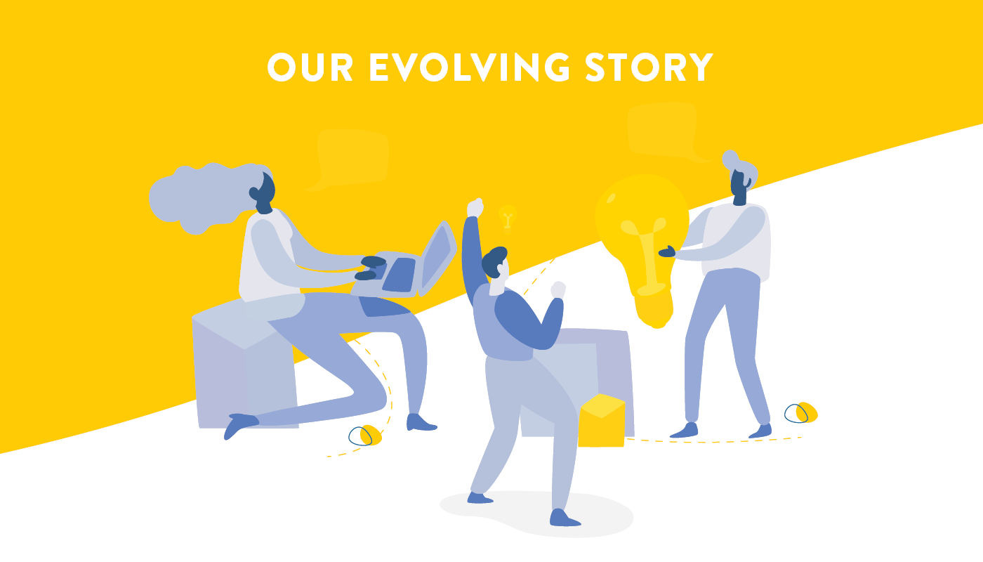 Our Evolving Story | Vector image of people cheering