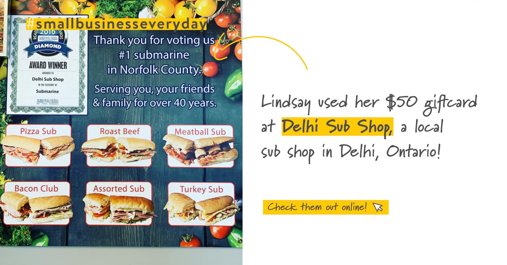 Sandwich menu | Support Small Businesses | Benefits by Design