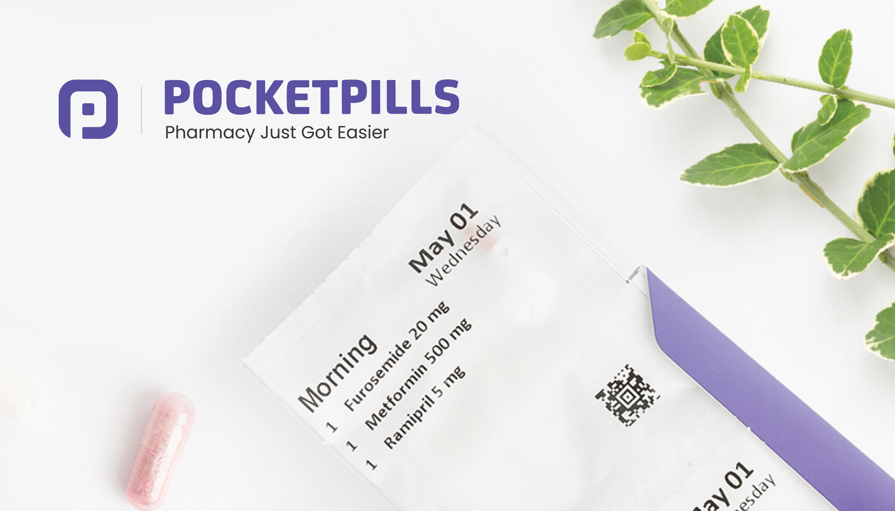 Prescription box on a whitebackground | PocketPills | Benefits by Design