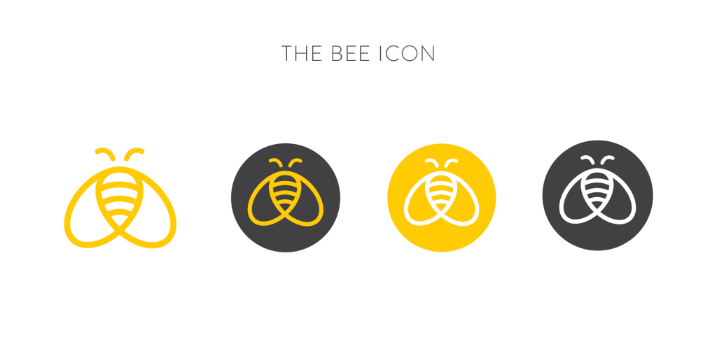 'The Bee Icon' | Four examples of a vector image of a bee in a circle | Brand Identity