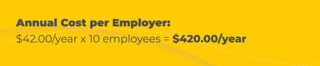 Annual Cost to Employer: $42.00/year x 10 employees = $420.00/year
