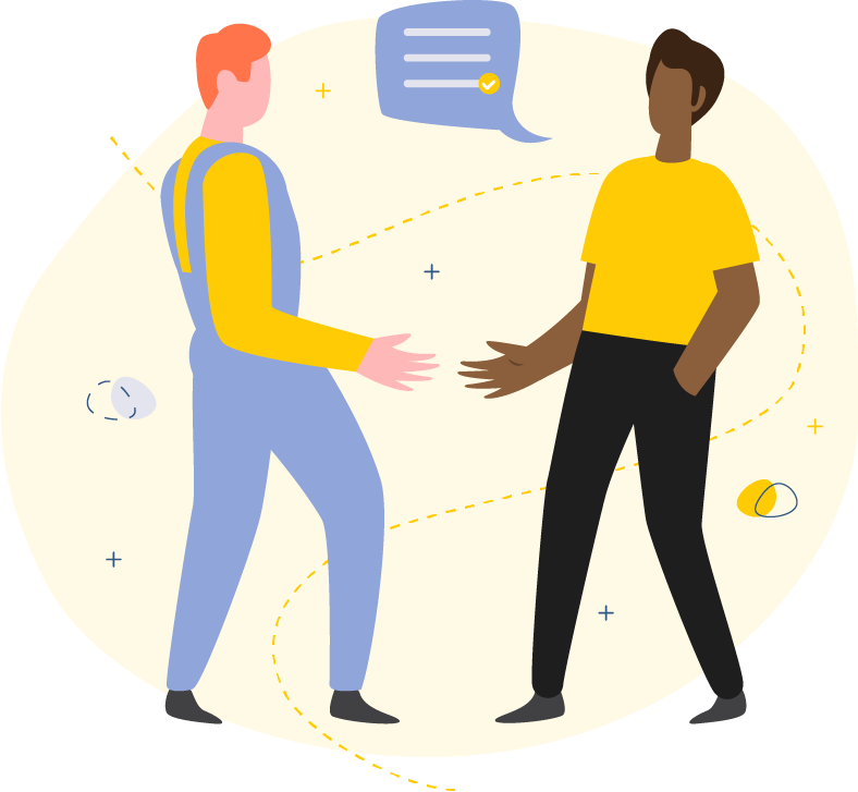 Vector Image | Two Men Talking | Benefits by Design