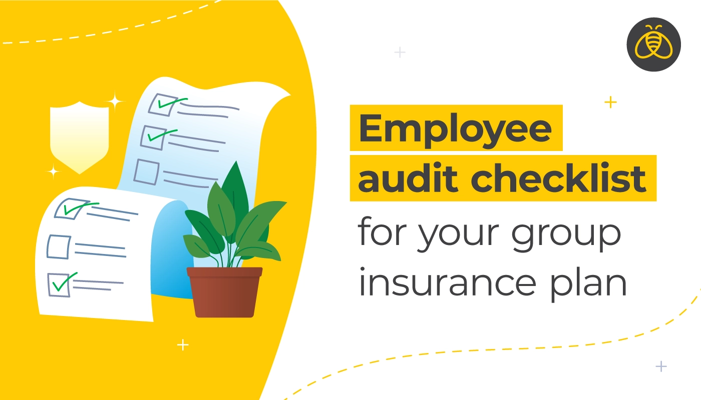 Text: Employee audit checklist for your group insurance plan. Image of checklist, plant and shield.