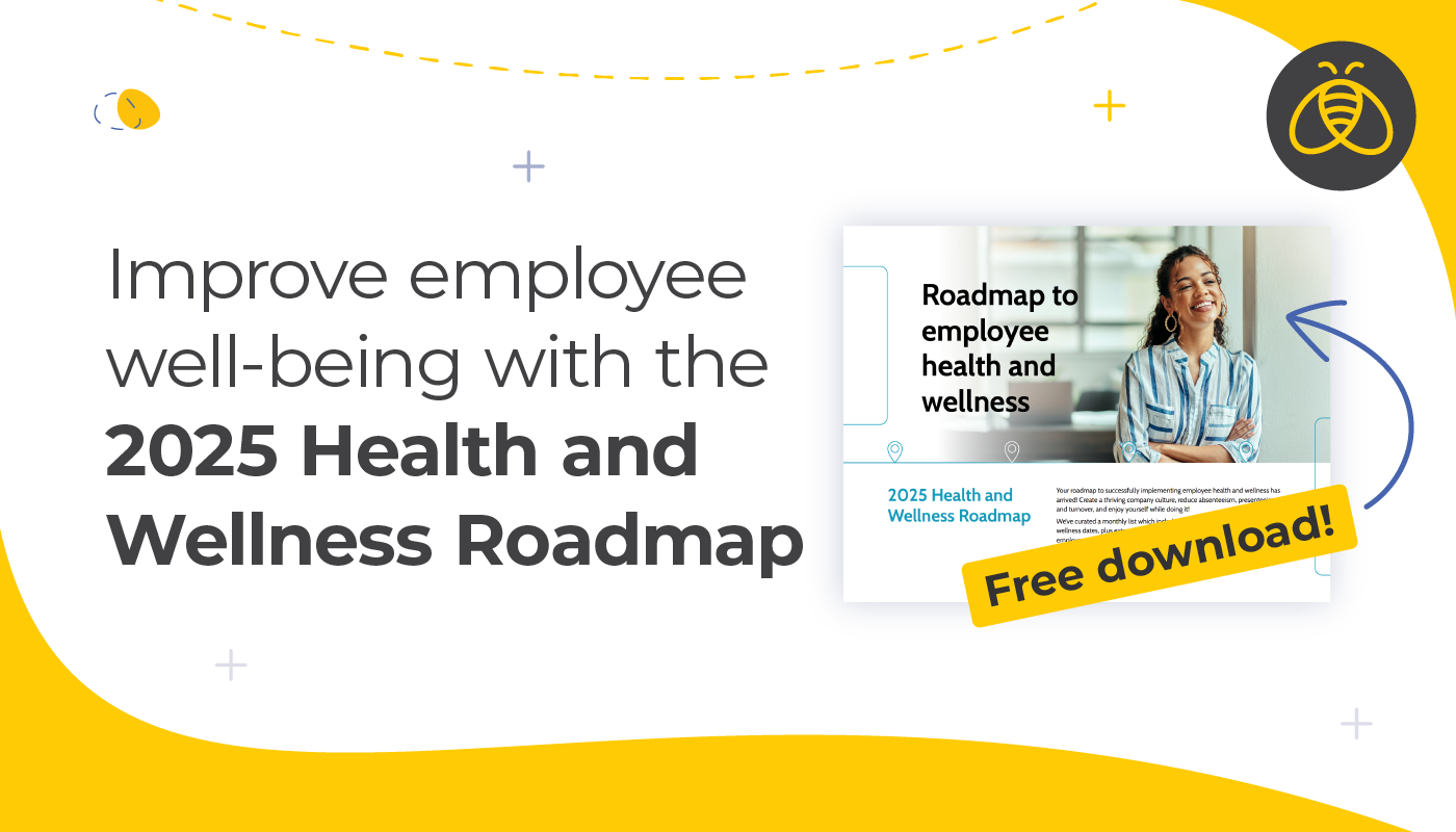 text: Improve employee well-being with the 2025 Health and Wellness Calendar Image: preview pic of first page of wellness calendar