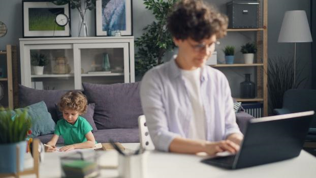 a woman working from home